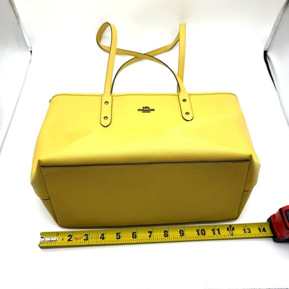 Coach City Zip Tote Crossgrain Leather Sunflower Yellow/Gunmetal F58846 - Picture 9 of 14